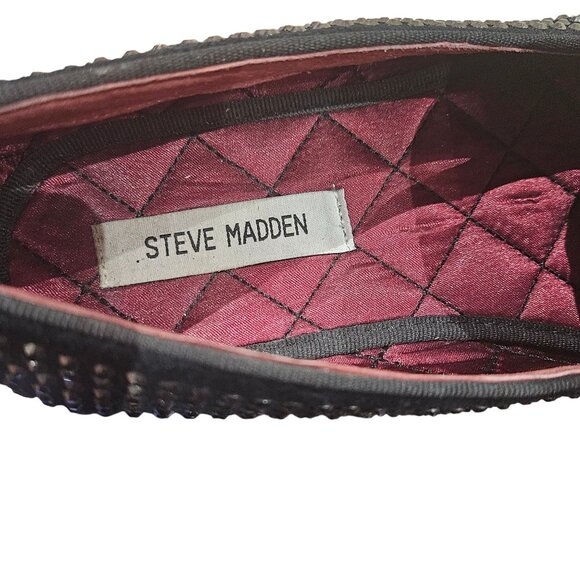 Steve Madden Mens Caviarr Black Studded Loafers Leather Upper Rubber Outsole Siz - Picture 2 of 6